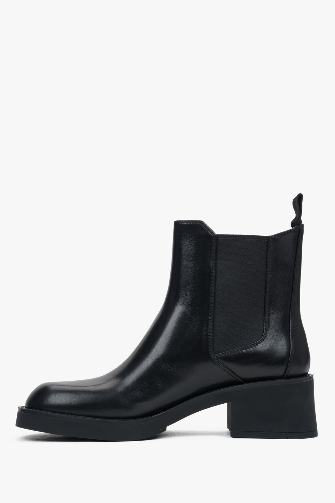 Schwarzer Damen-Chelsea-Boot aus echtem Leder mit komfortablem Absatz Estro ER00116519.