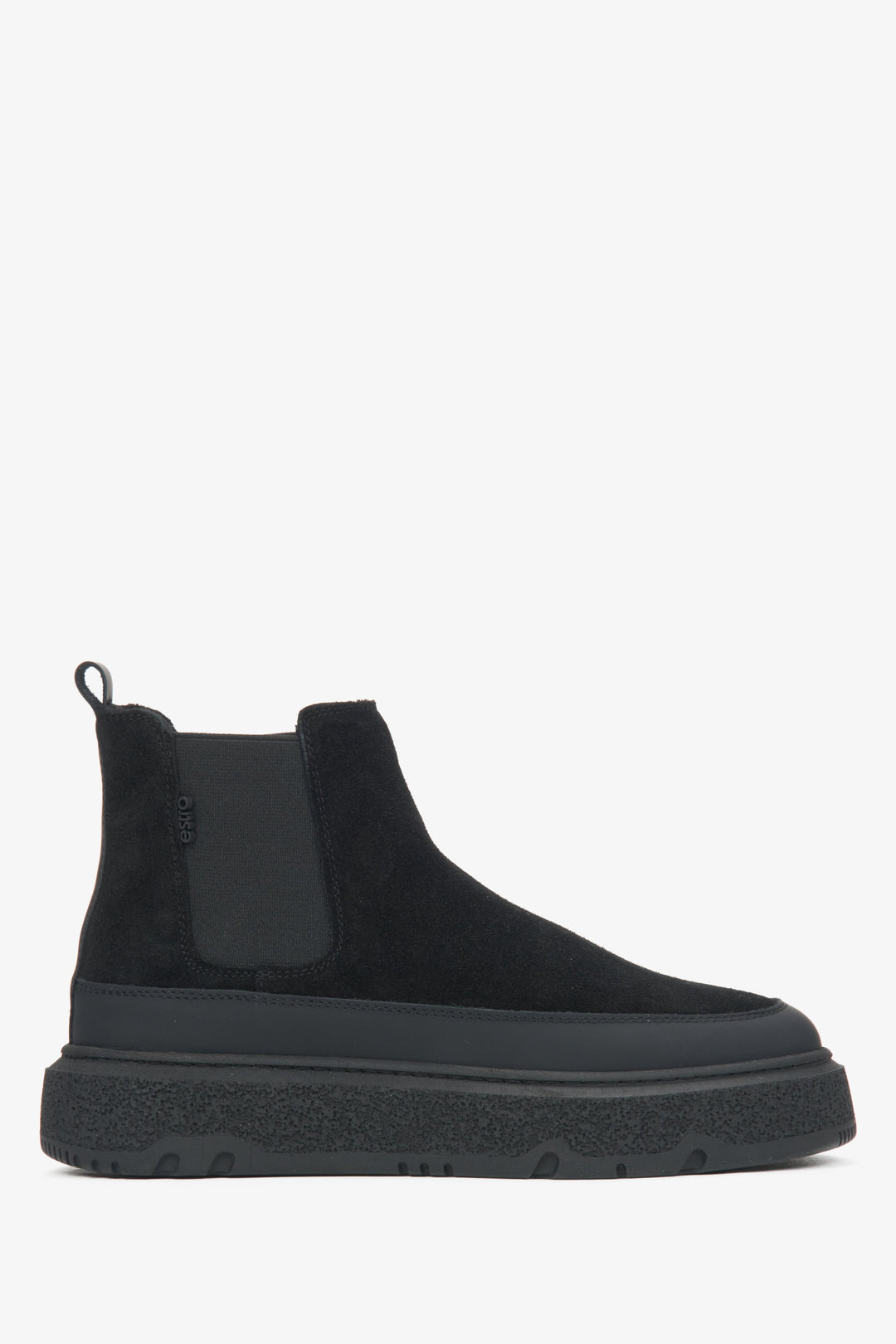 Schwarzer Damen-Chelsea-Boot aus edlem italienischem Velours mit warmem Fellfutter Estro ER00116045.