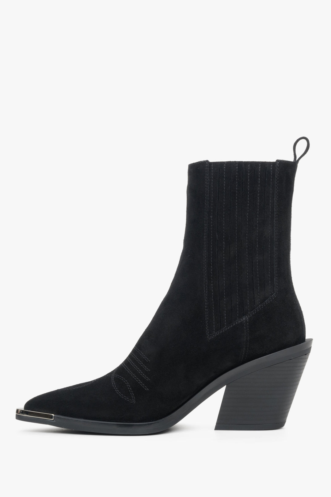 Schwarze Damen Plateau-Cowboystiefel aus echtem italienischem Velours Estro ER00110582