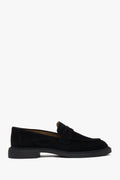 Schwarzer Damen-Pennyloafer aus edlem italienischem Velours Estro ER00117091.
