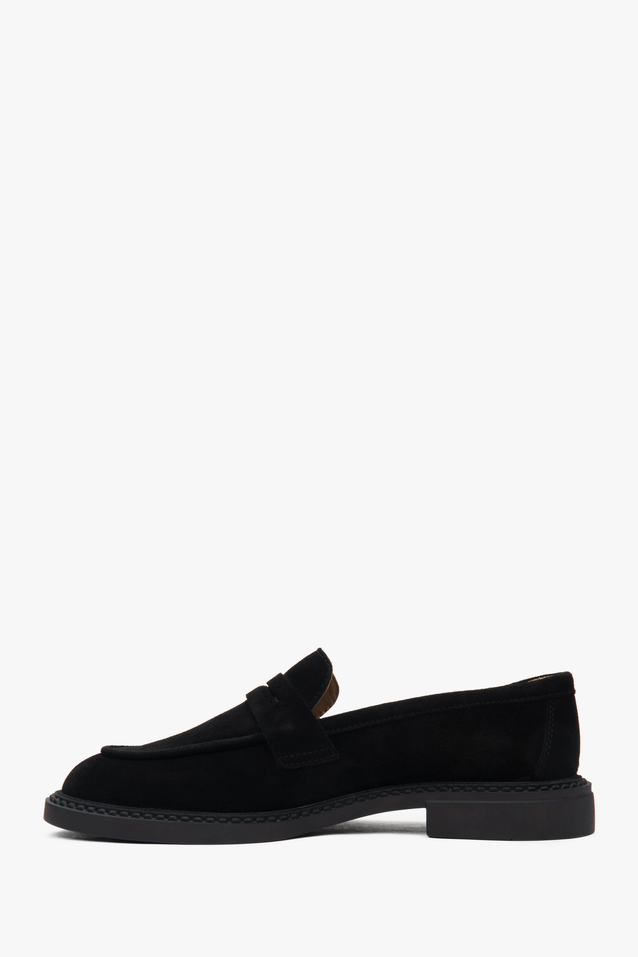 Klassische schwarze Damen-Penny-Loafer aus italienischem Velours Estro ER00117091