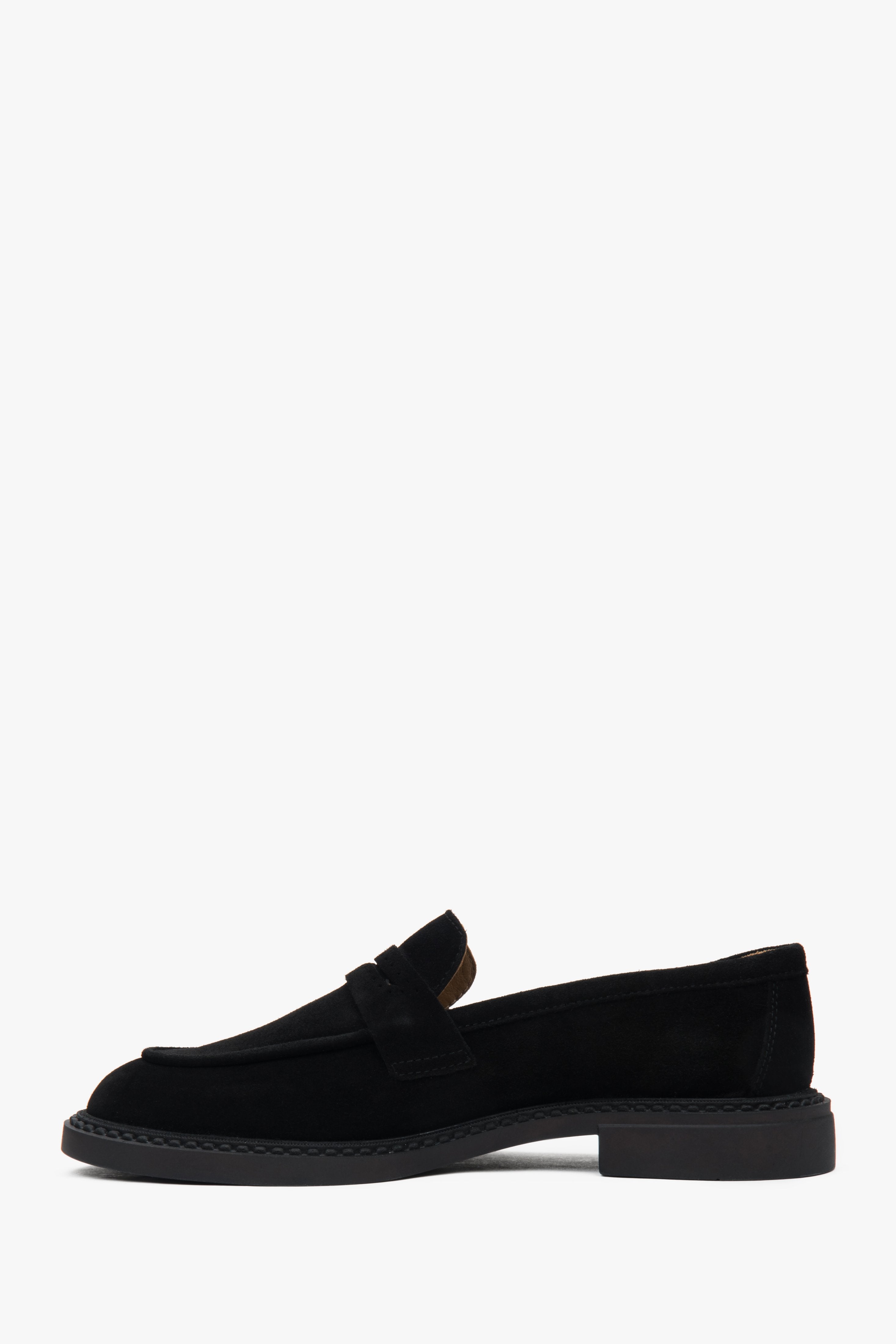 Klassische schwarze Damen-Penny-Loafer aus italienischem Velours Estro ER00117091