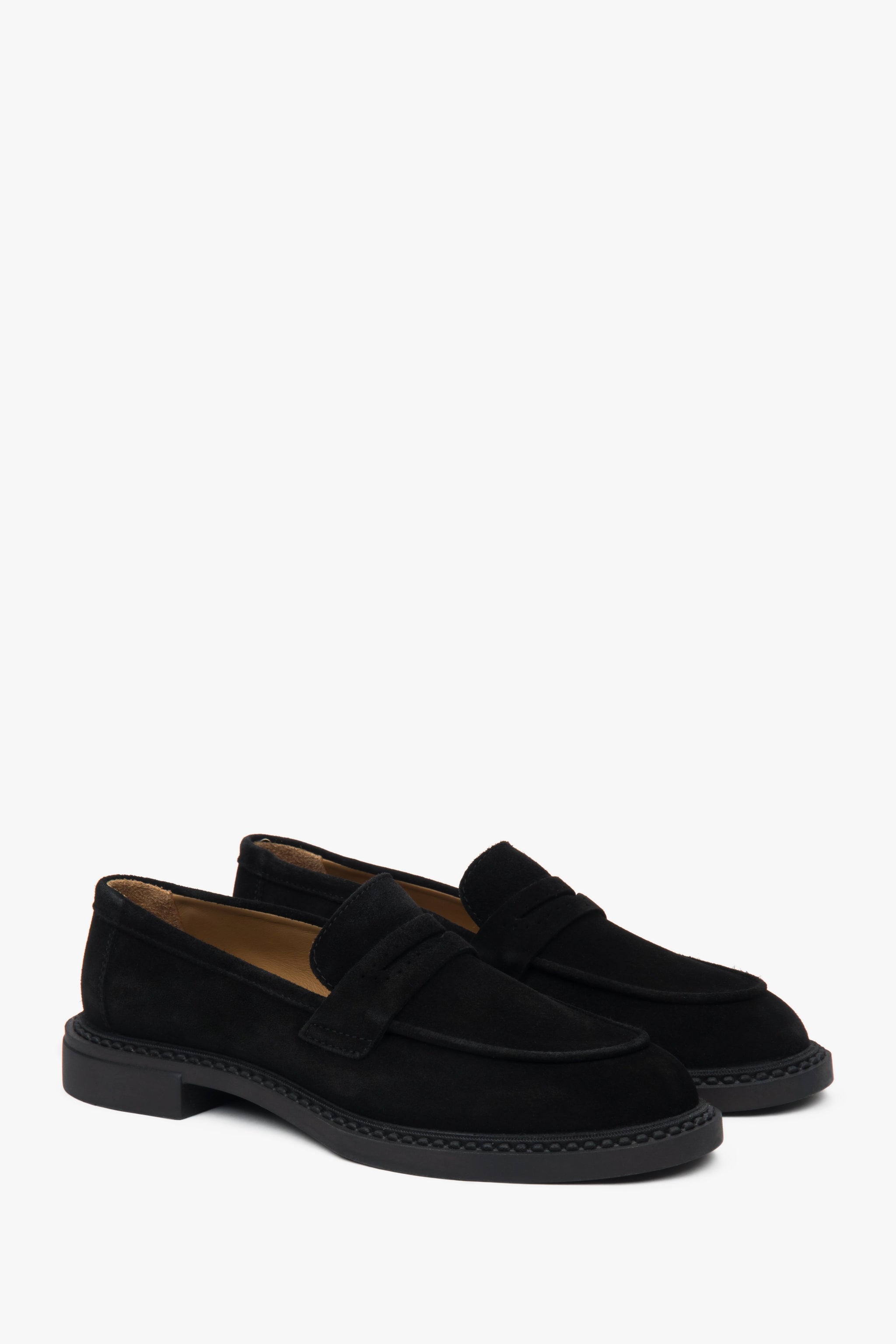 Klassische schwarze Damen-Penny-Loafer aus italienischem Velours Estro ER00117091