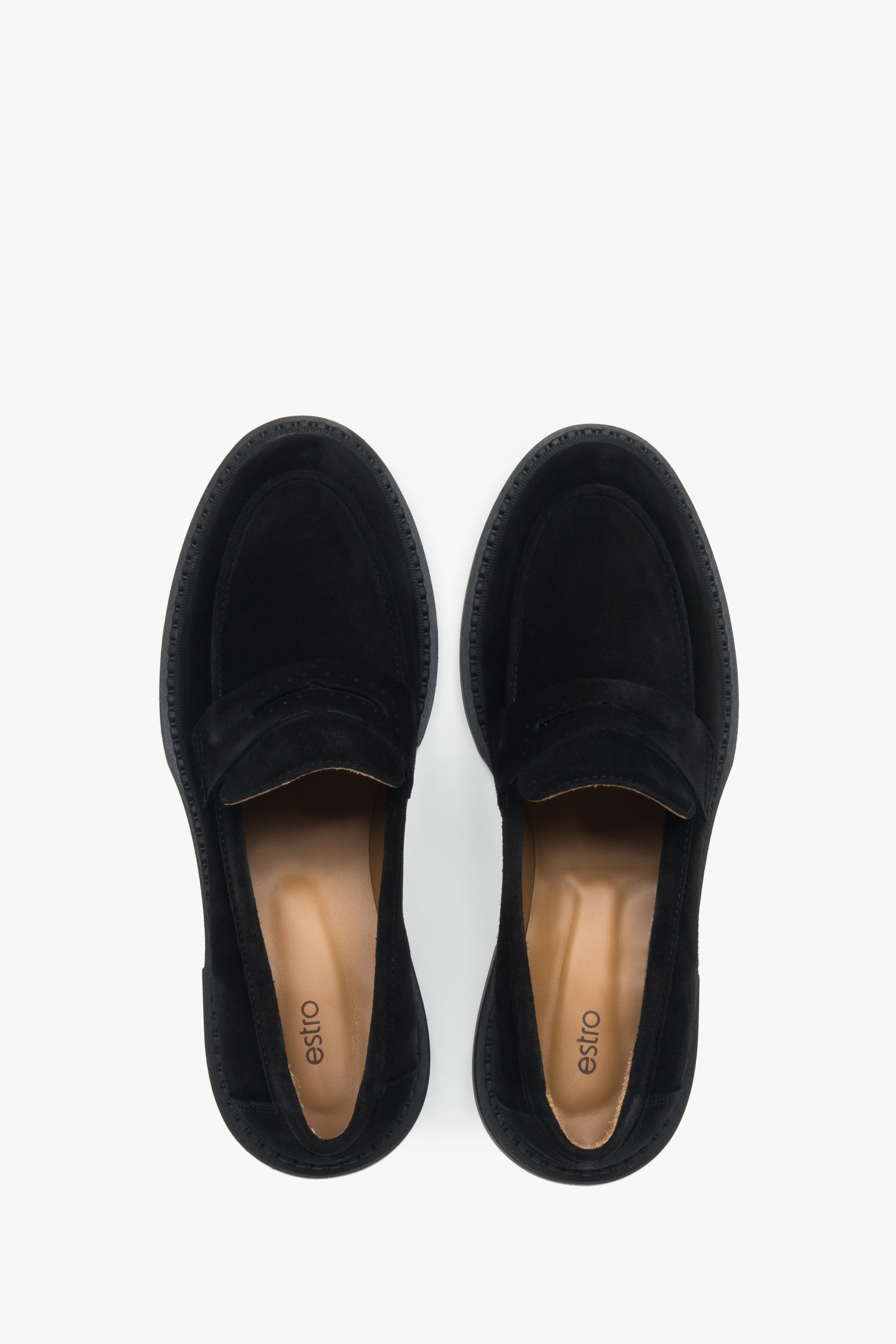Klassische schwarze Damen-Penny-Loafer aus italienischem Velours Estro ER00117091
