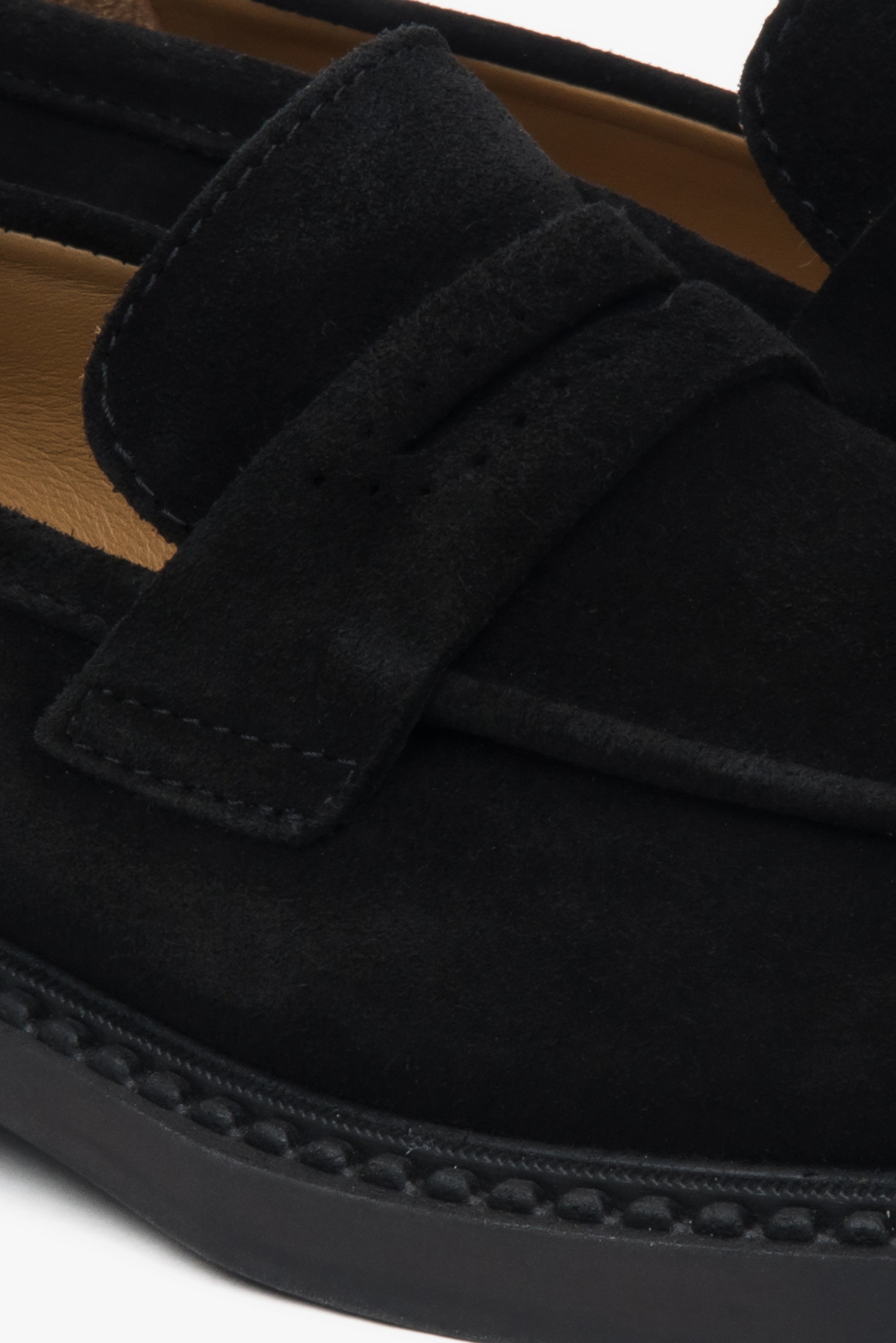 Klassische schwarze Damen-Penny-Loafer aus italienischem Velours Estro ER00117091