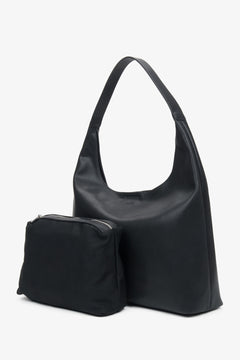 Schwarzer Damen-Shopper aus echtem Leder Estro ER00116833