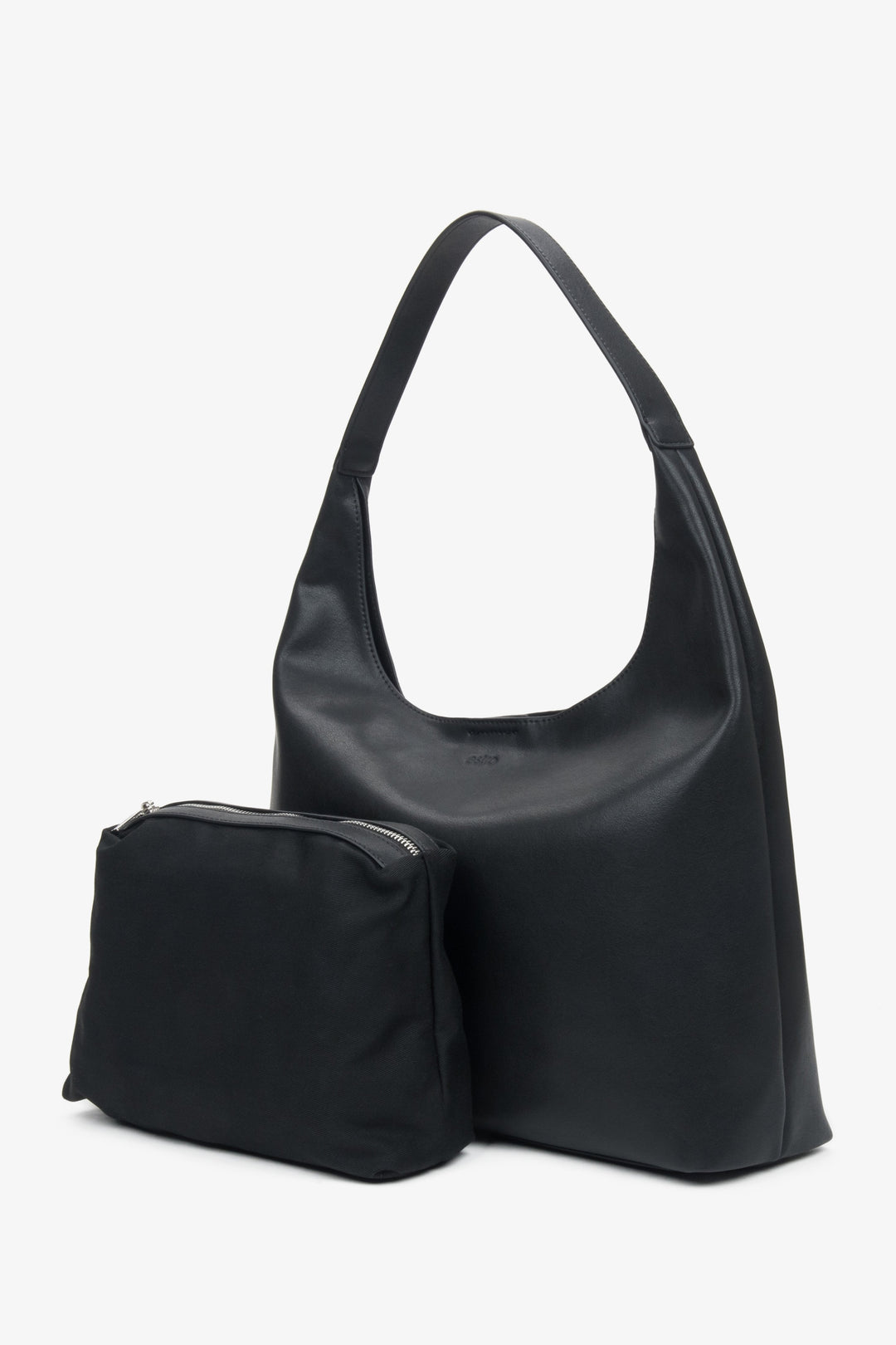 Schwarzer Damen-Shopper aus echtem Leder Estro ER00116833