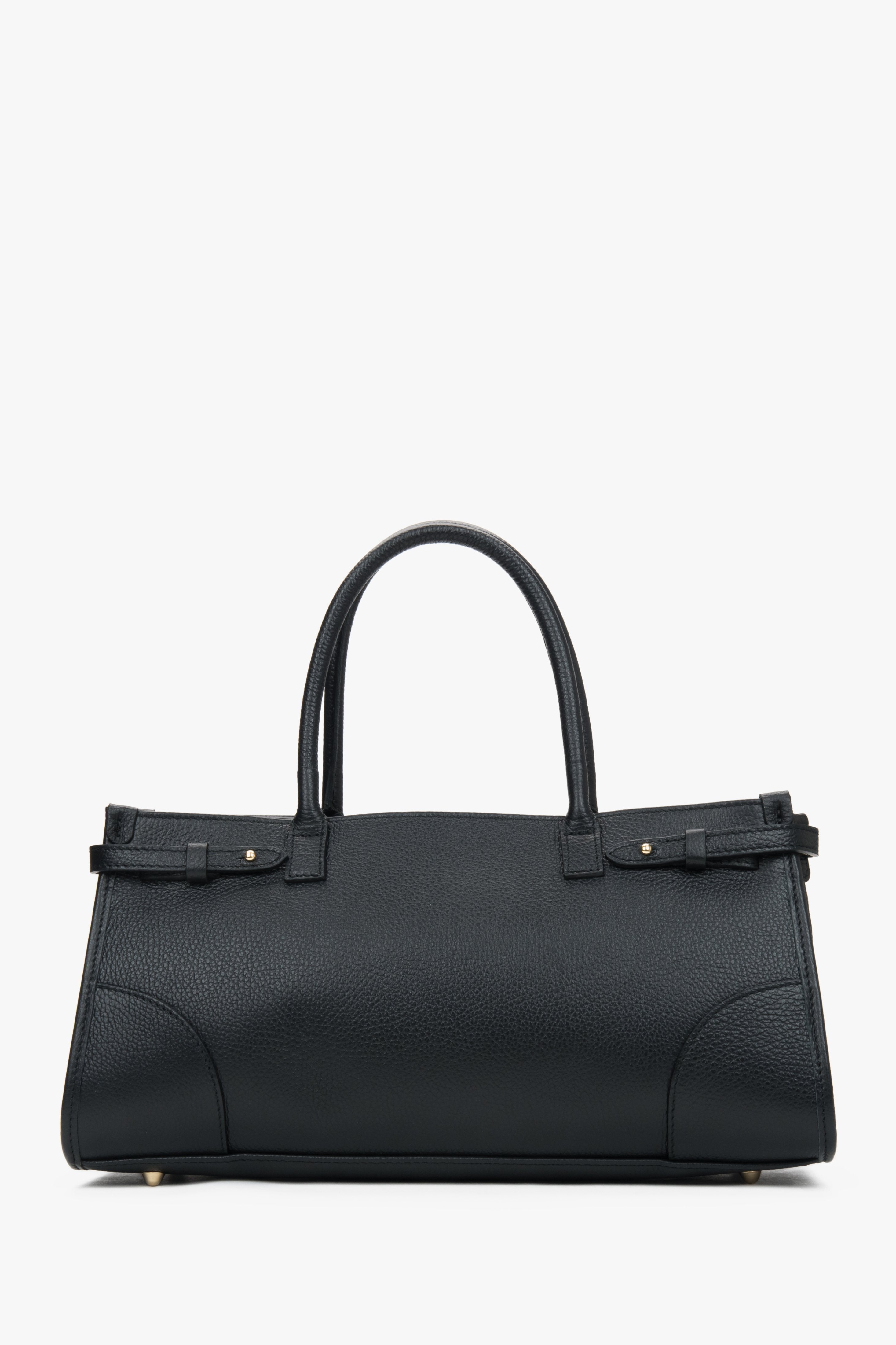 Schwarzer Damen-Shopper aus edlem italienischem Echtleder Estro ER00117491ю