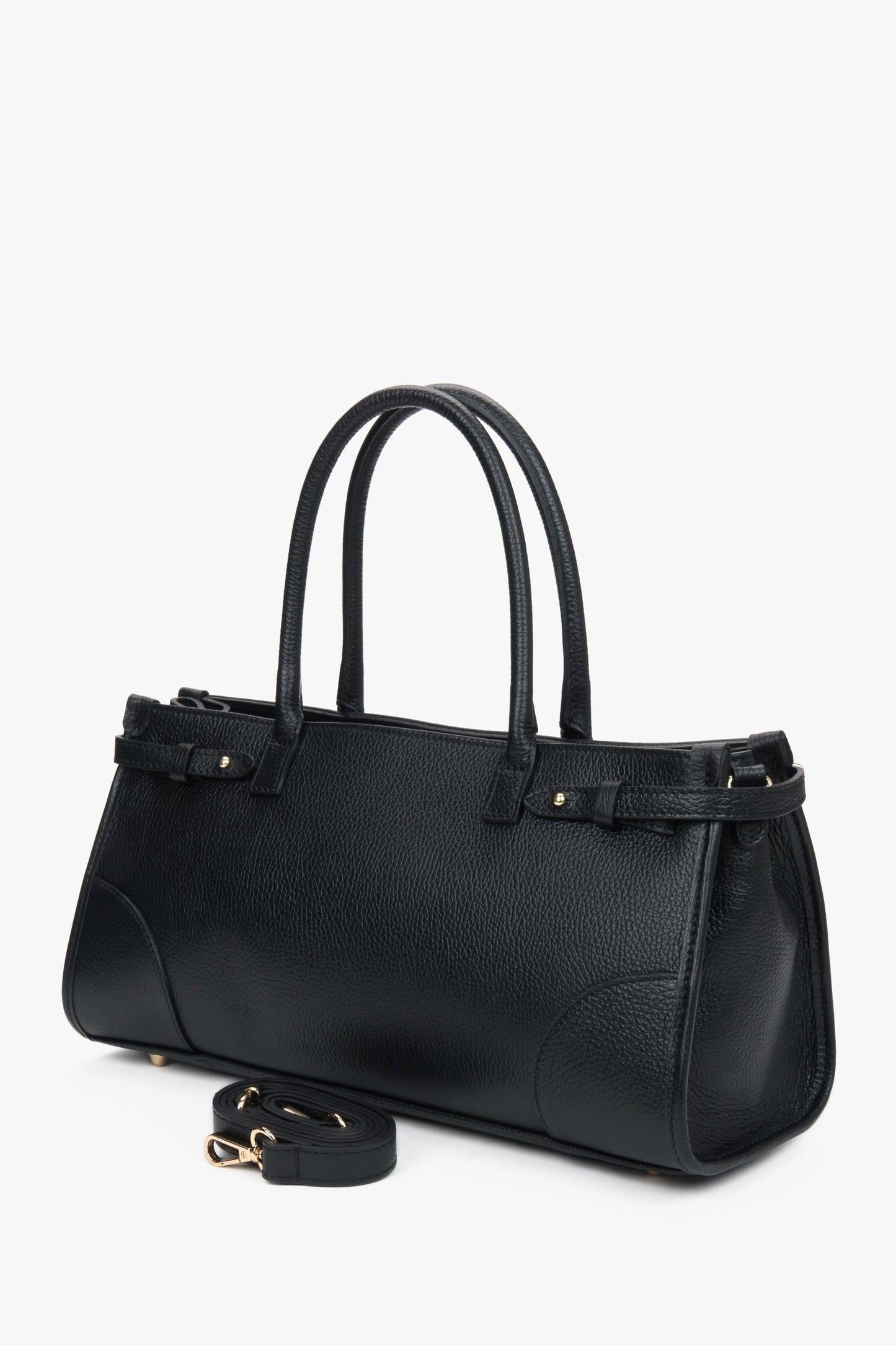 Schwarze Damen-Shopper-Tasche aus hochwertigem Naturleder.