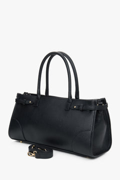 Schwarze Damen-Shopper-Tasche aus hochwertigem Naturleder.