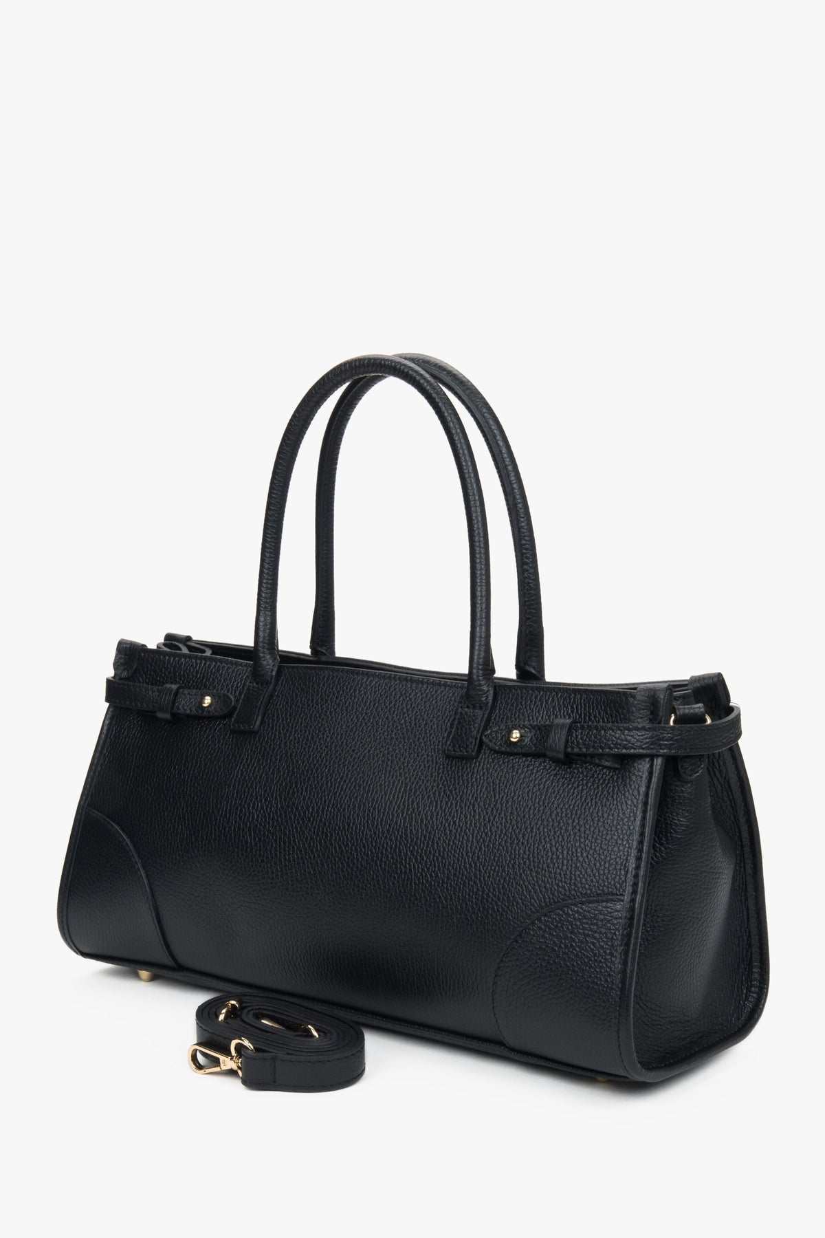 Schwarze Damen-Shopper-Tasche aus hochwertigem Naturleder.