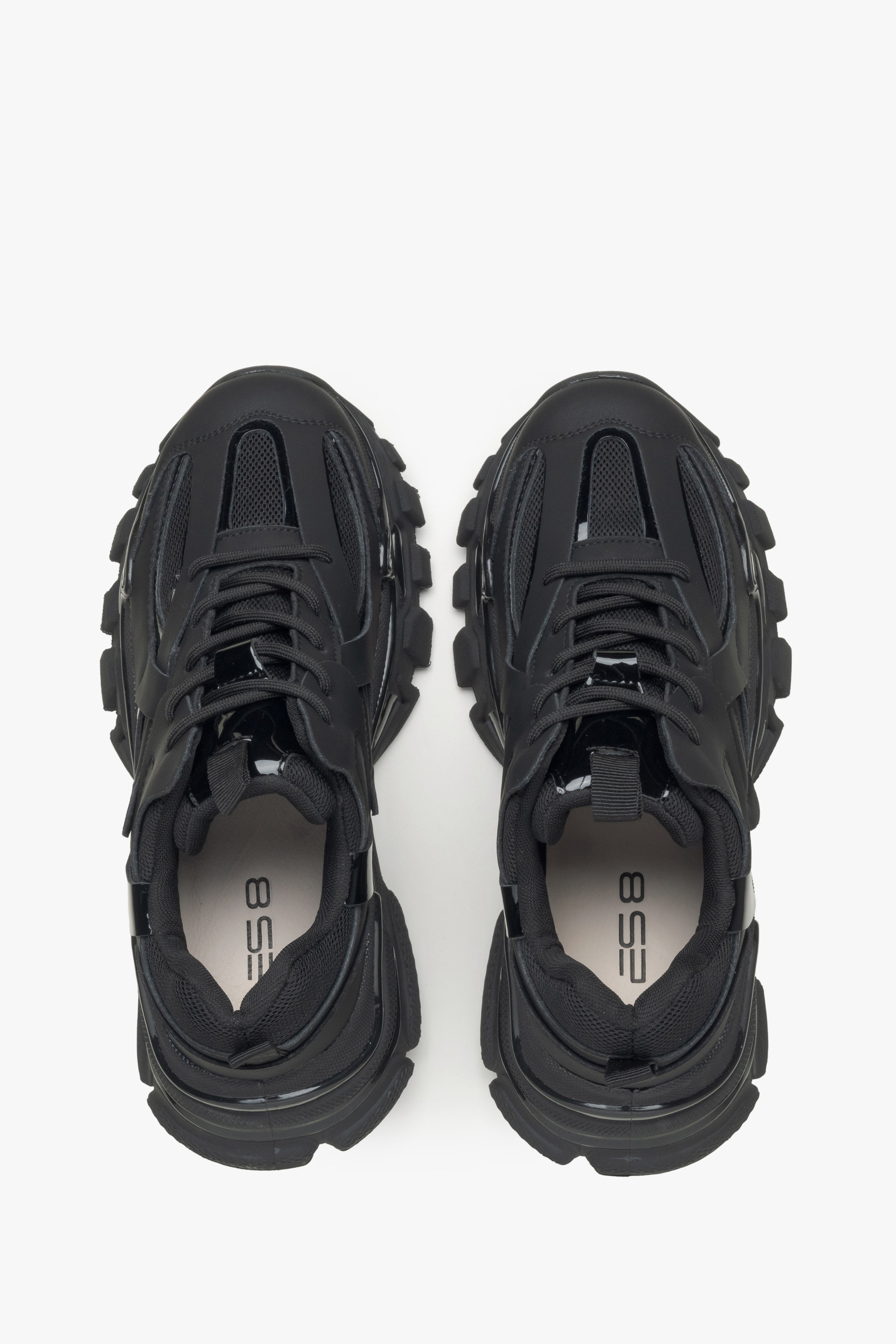 Schwarze Damen-Sneaker ES 8 mit Schnürung für Frühling und Herbst – Ansicht von oben.