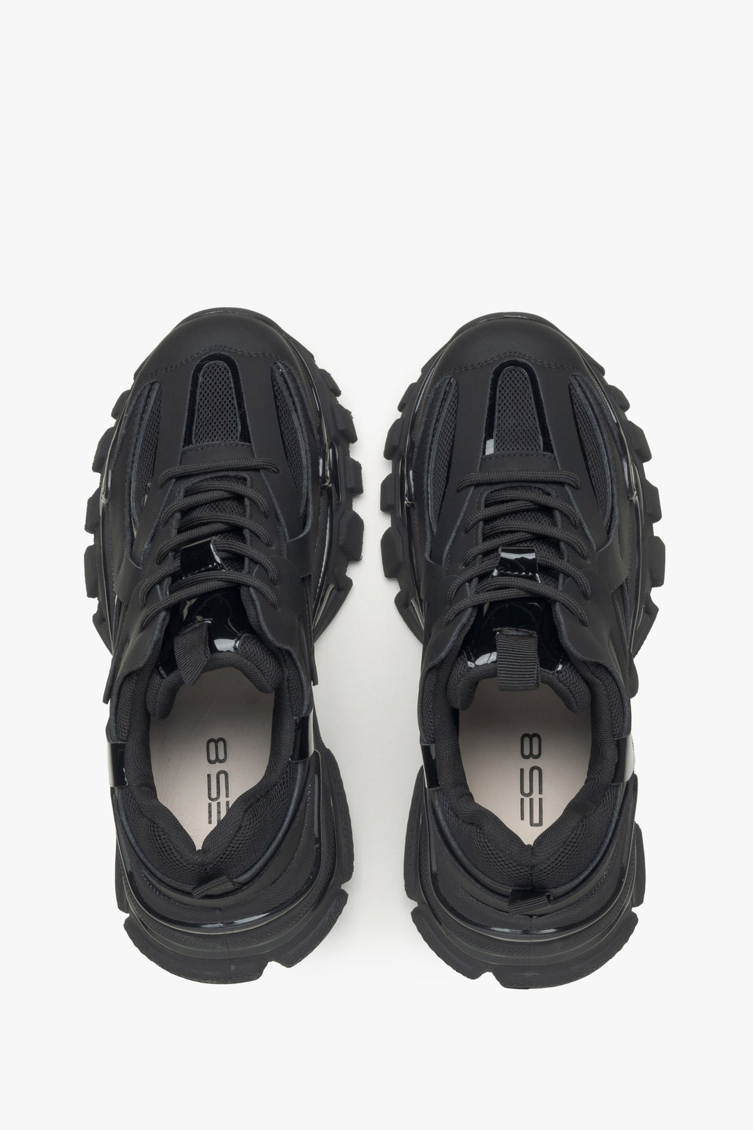 Schwarze Damen-Sneaker ES 8 mit Schnürung für Frühling und Herbst – Ansicht von oben.