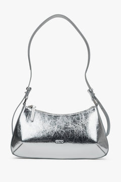 Silberne Damen-Handtasche aus echtem Leder Estro ER00116809.