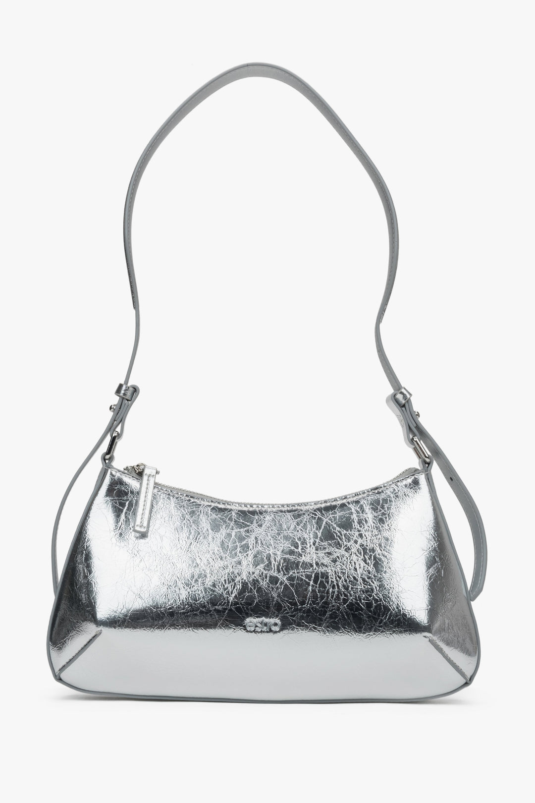 Silberne Damen-Handtasche aus echtem Leder Estro ER00116809.