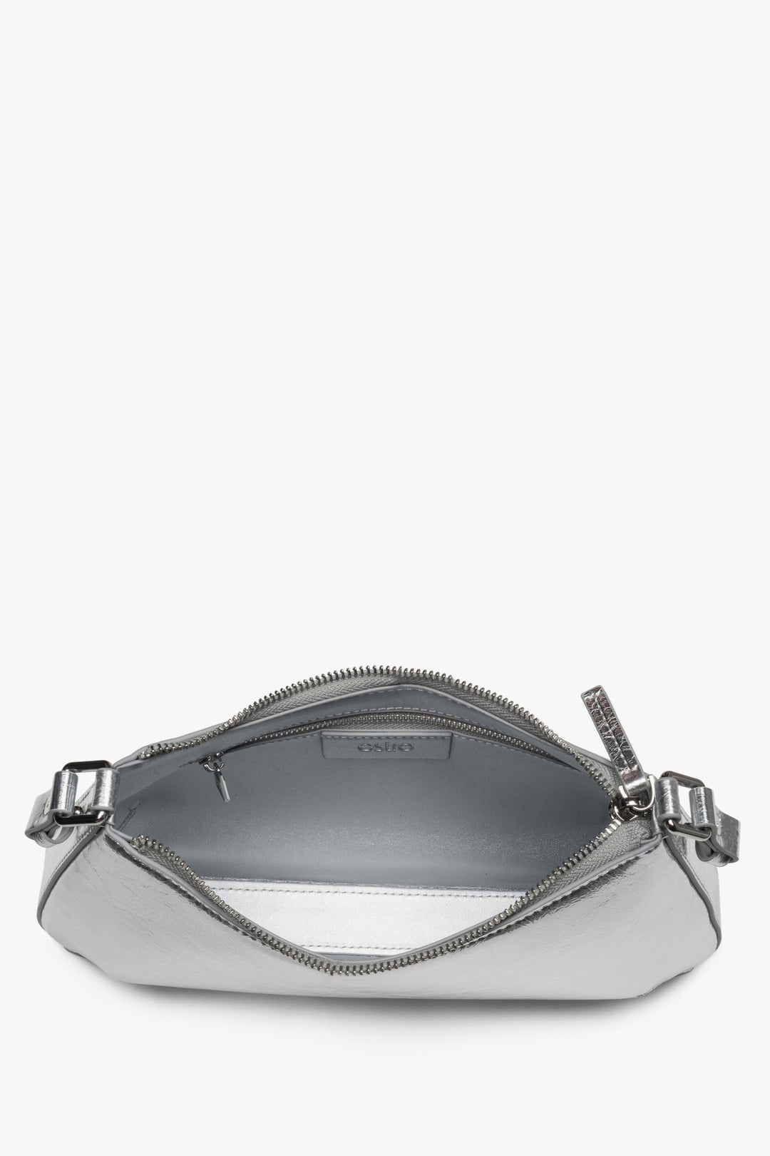 Estro - Baguette-Tasche aus Leder - silber.