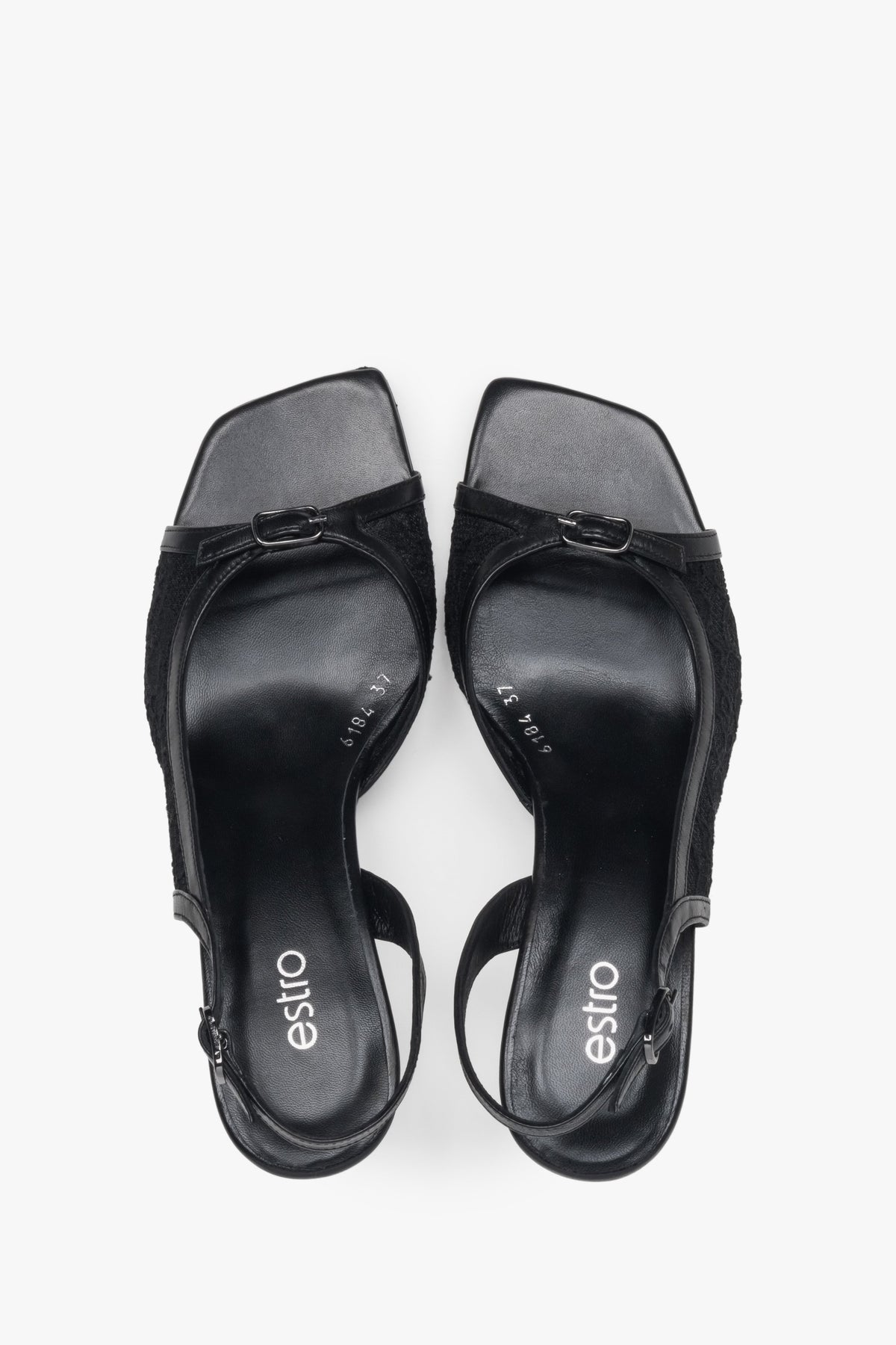 Schwarze Slingback-Sandaletten mit Spitze für Damen – Estro ER00117437