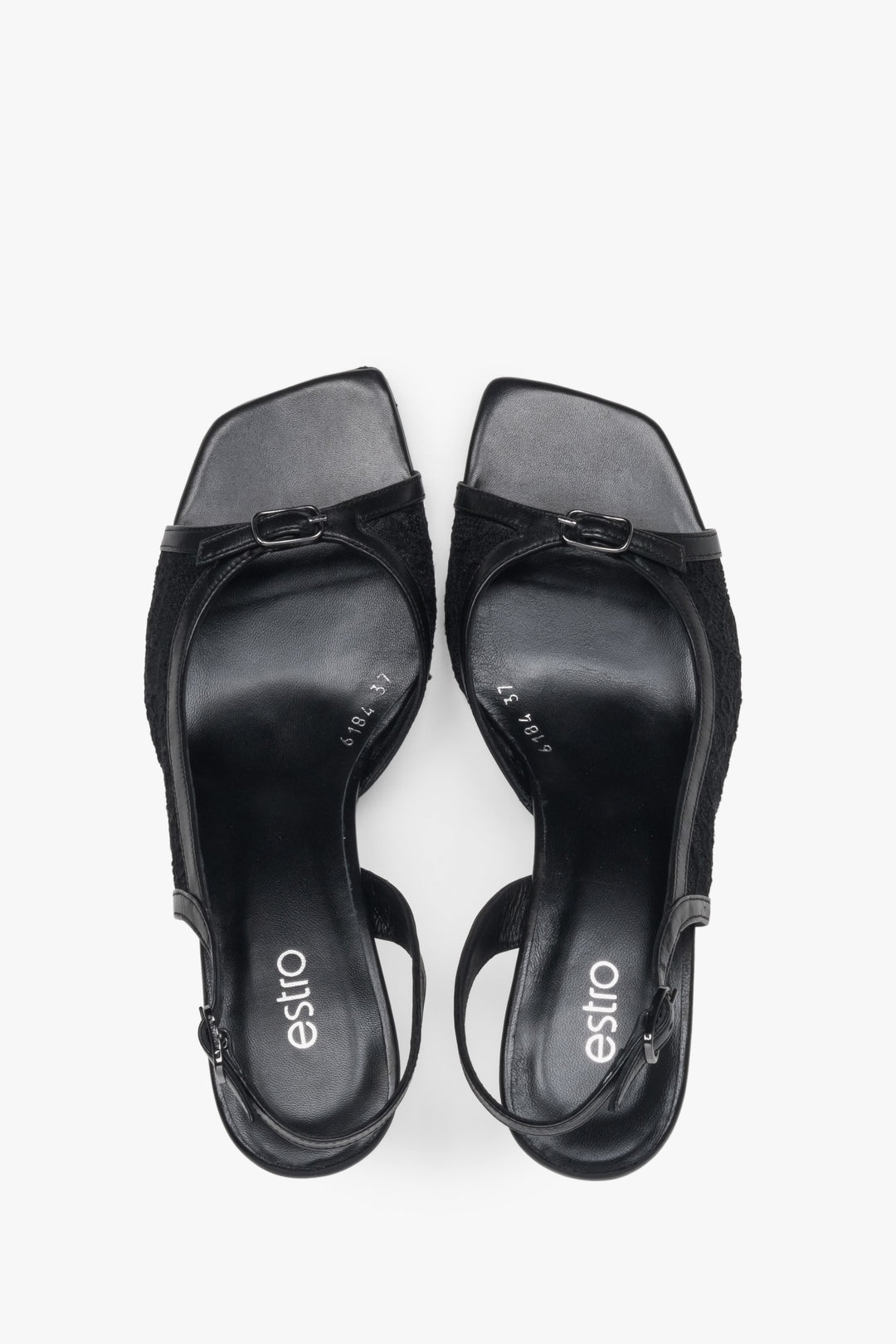 Schwarze Slingback-Sandaletten mit Spitze für Damen – Estro ER00117437