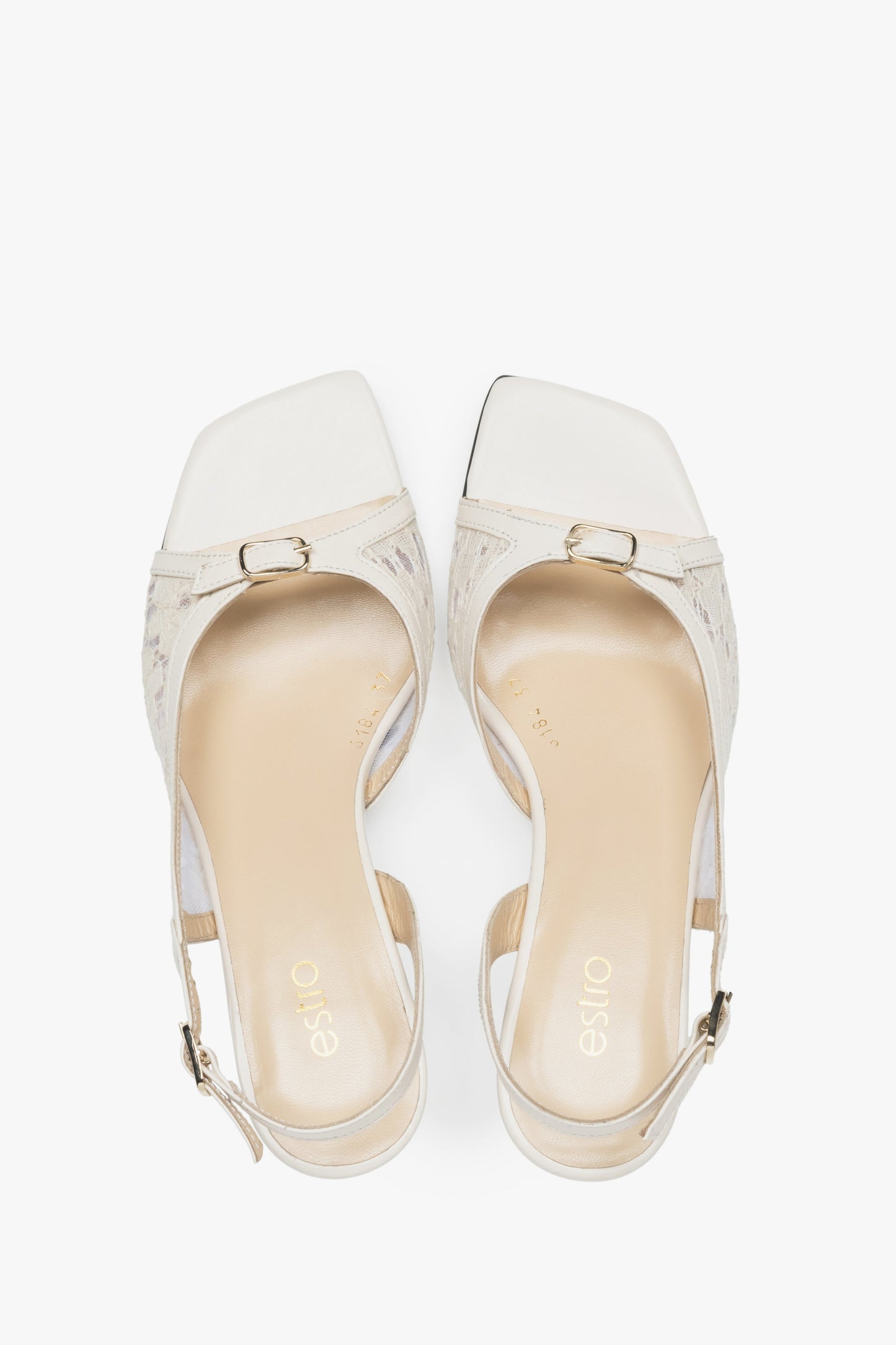 Weiße Slingback-Pumps mit dekorativer Spitze Estro ER00117438


