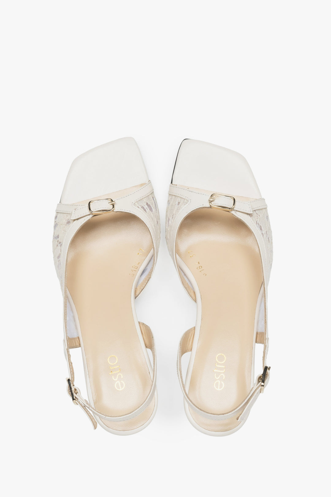 Weiße Slingback-Pumps mit dekorativer Spitze Estro ER00117438


