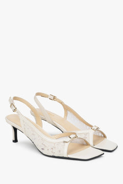 Seitenansicht weißer Slingback-Heels von Estro Estro ER00117438