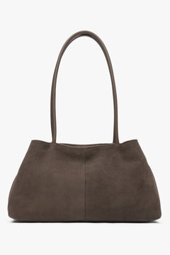 Stilvolle taupefarbene Schultertasche für Damen in minimalistischem Design.