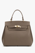 Taupefarbene Damen-Handtasche von Estro aus strukturierter italienischer Premium-Leder.