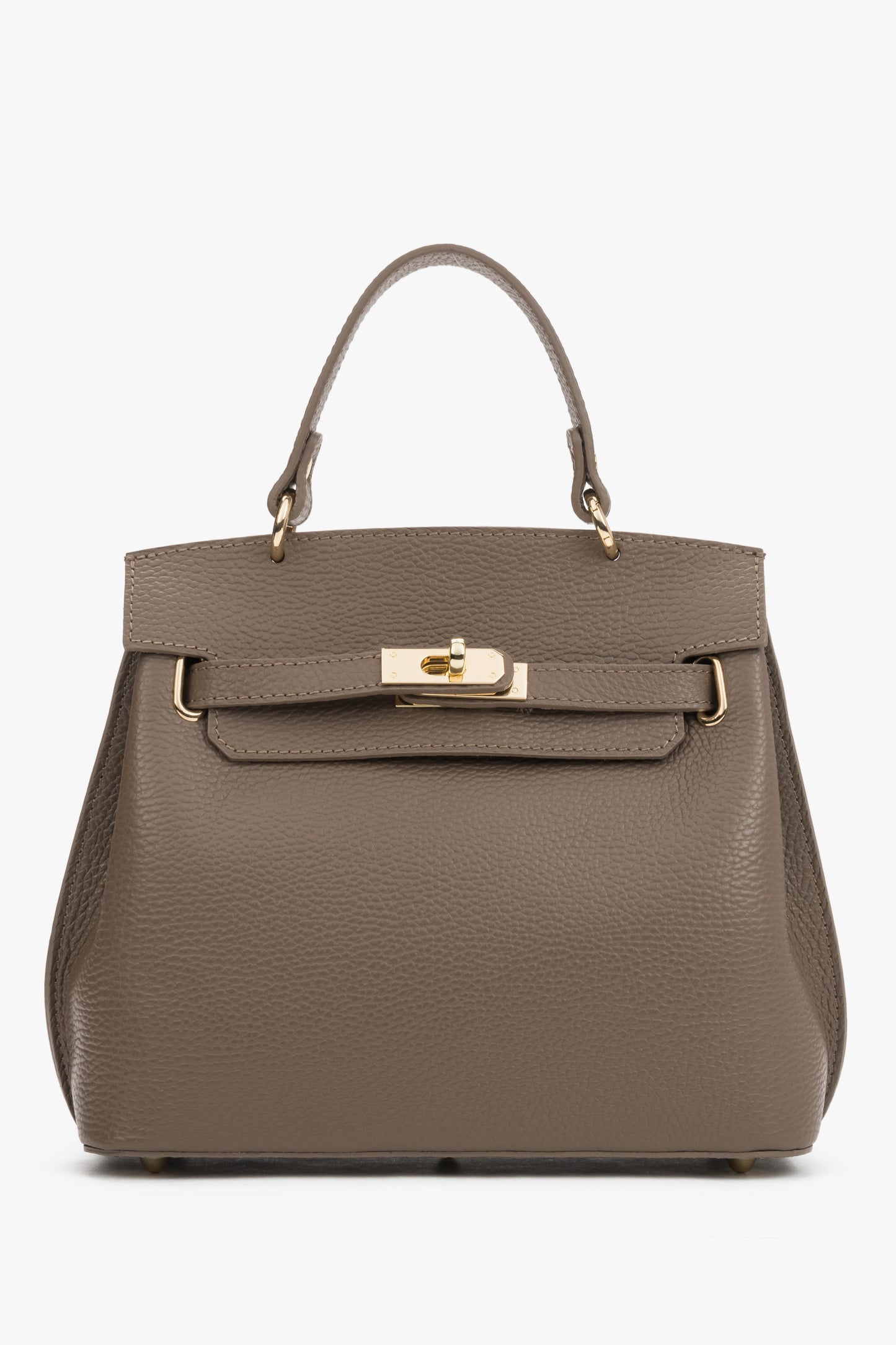 Taupefarbene Damen-Handtasche von Estro aus strukturierter italienischer Premium-Leder.