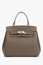 Taupefarbene Damen-Handtasche von Estro aus strukturierter italienischer Premium-Leder.