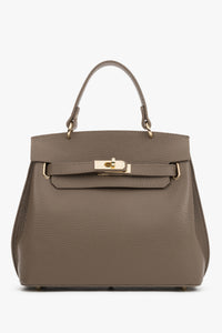 Taupefarbene Damen-Handtasche von Estro aus strukturierter italienischer Premium-Leder.