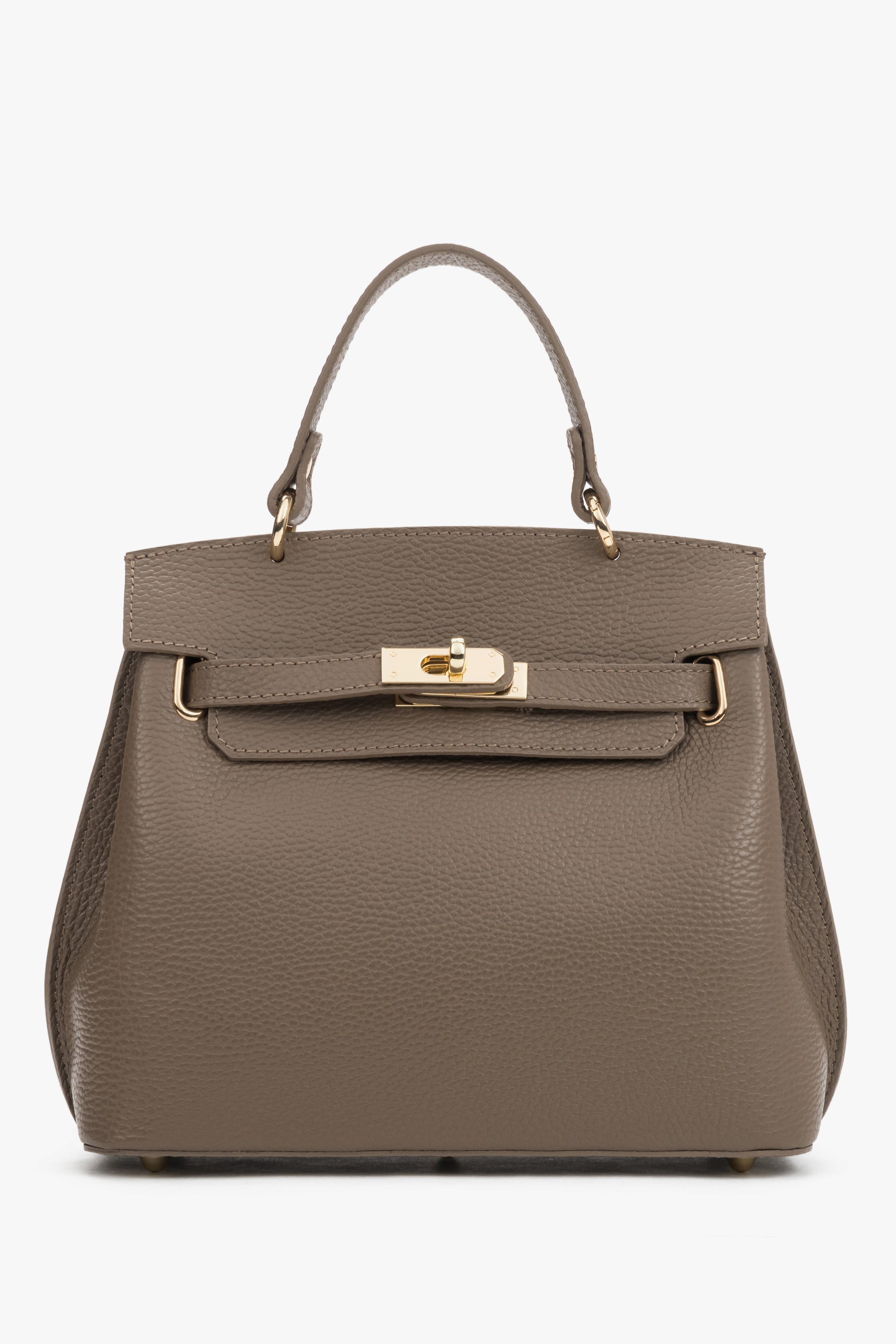 Taupefarbene Damen-Handtasche von Estro aus strukturierter italienischer Premium-Leder.