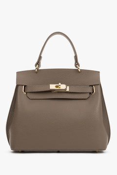 Taupefarbene Damen-Handtasche von Estro aus strukturierter italienischer Premium-Leder.