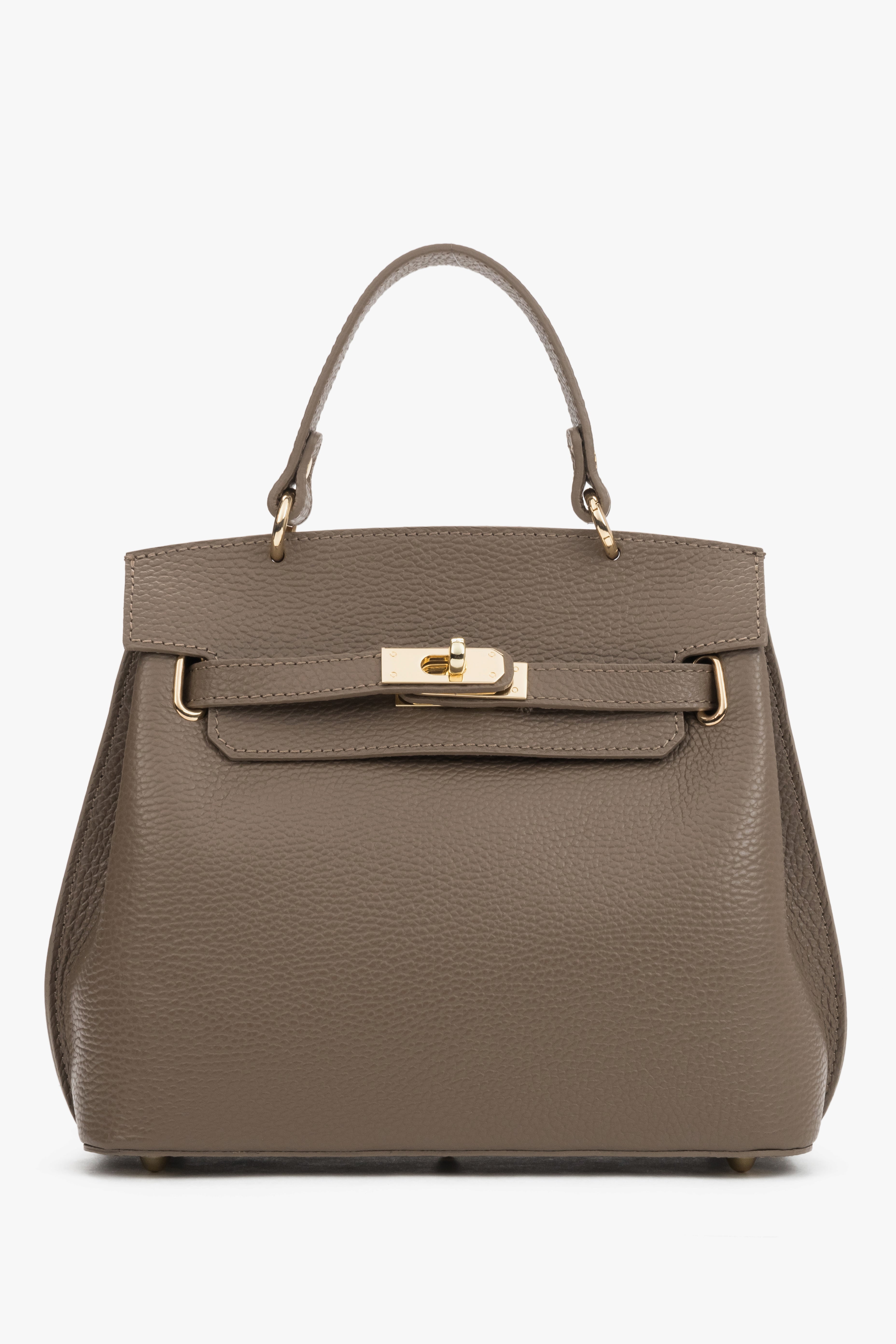Taupefarbene Damen-Handtasche von Estro aus strukturierter italienischer Premium-Leder.