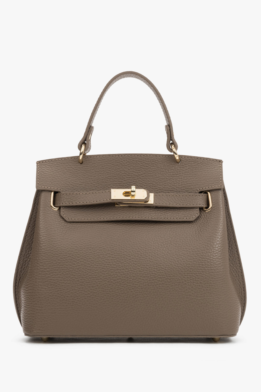 Taupefarbene Damen-Handtasche von Estro aus strukturierter italienischer Premium-Leder.