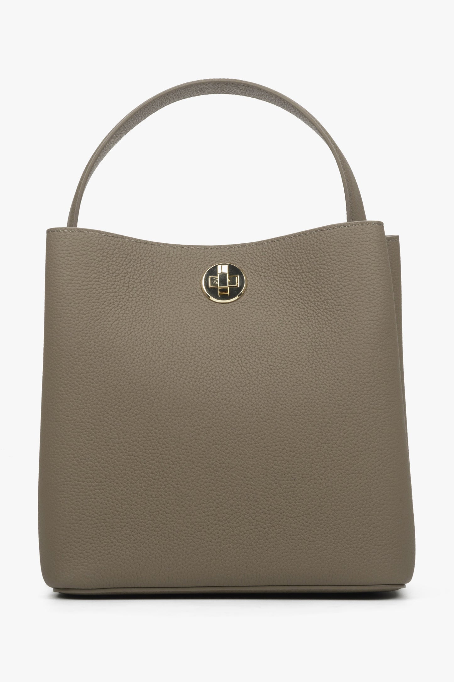 Taupefarbene Leder-Henkeltasche für Damen Estro ER00114438.