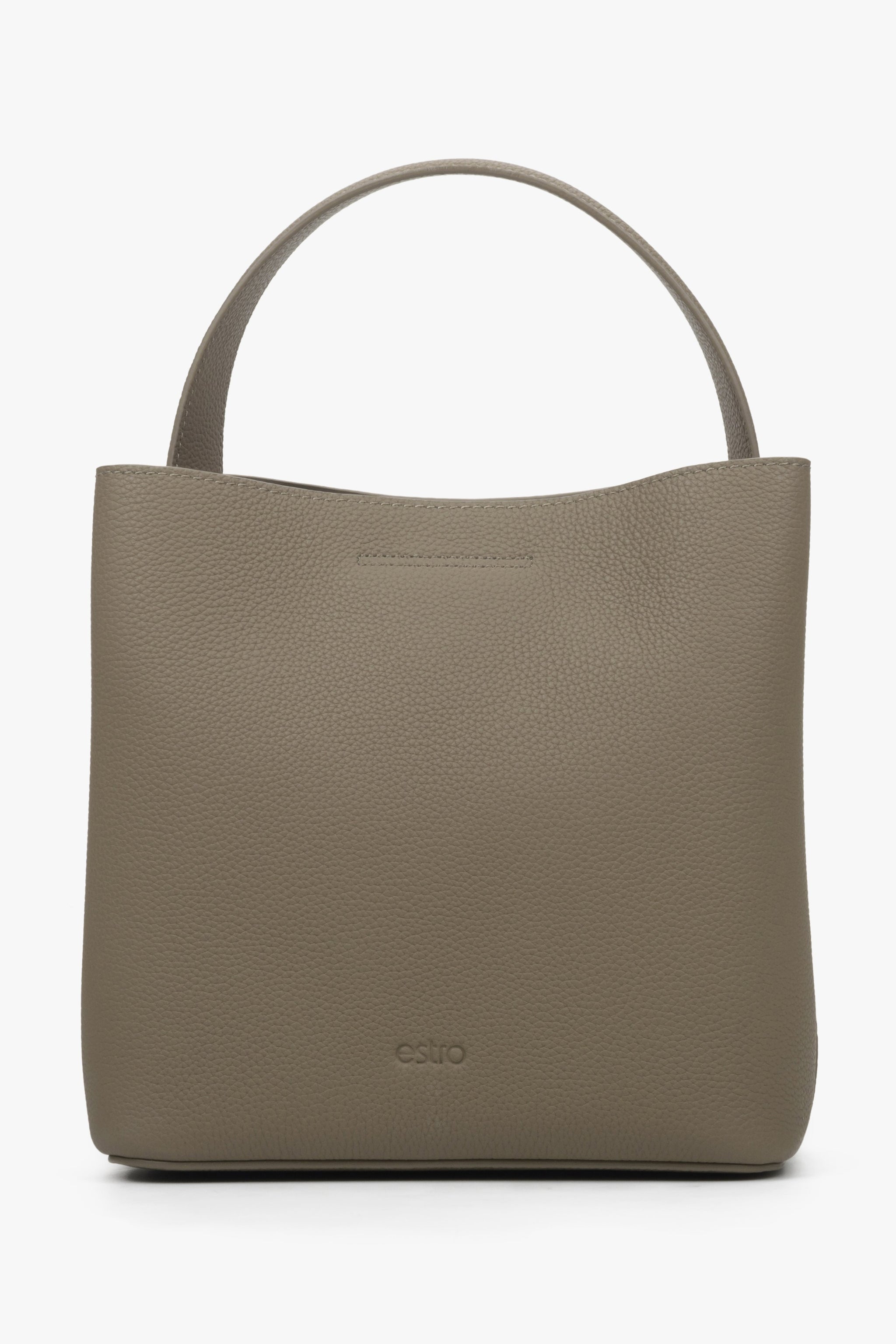 Taupefarbene Damen-Handtasche von Estro aus hochwertigem Echtleder.