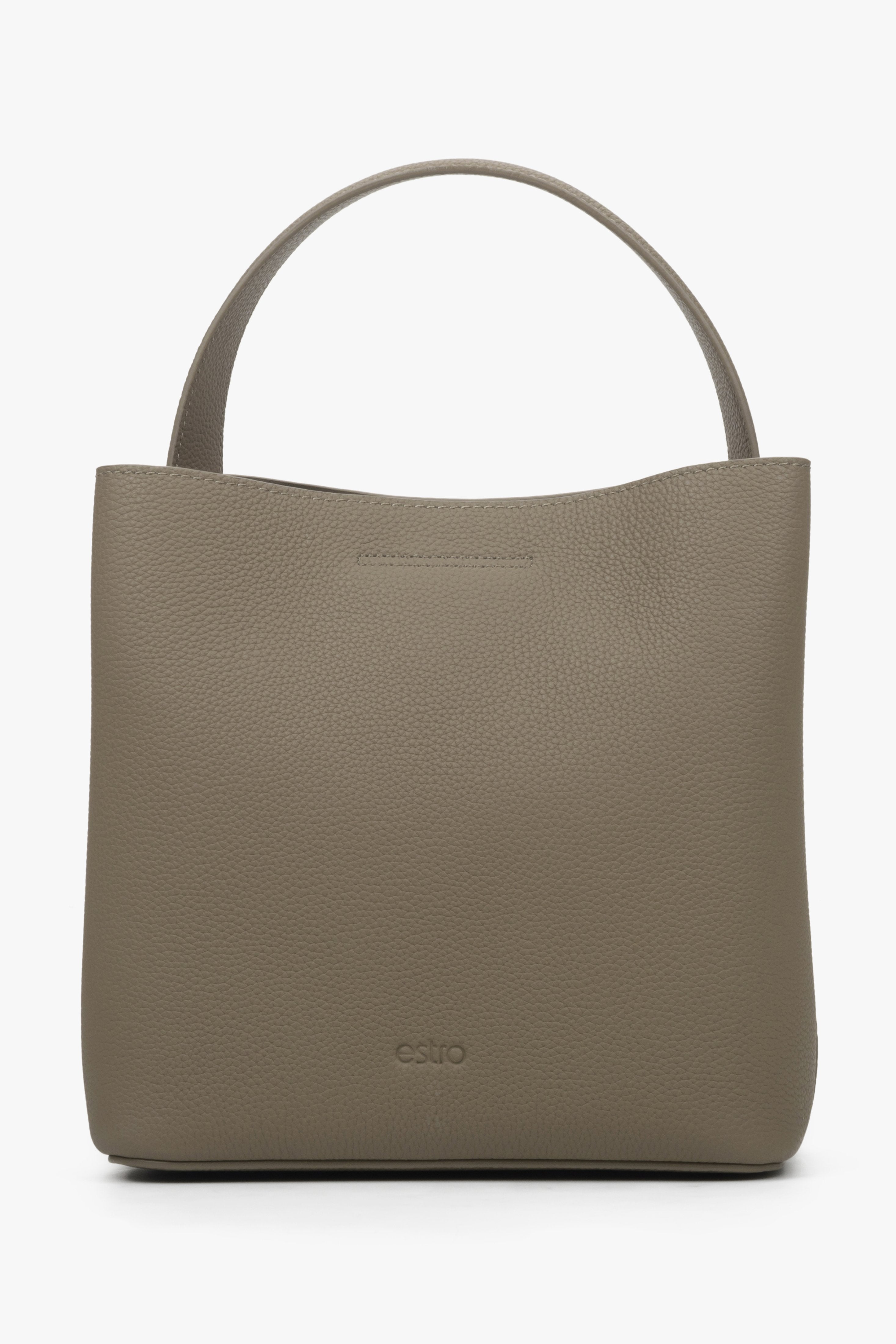 Taupefarbene Damen-Handtasche von Estro aus hochwertigem Echtleder.