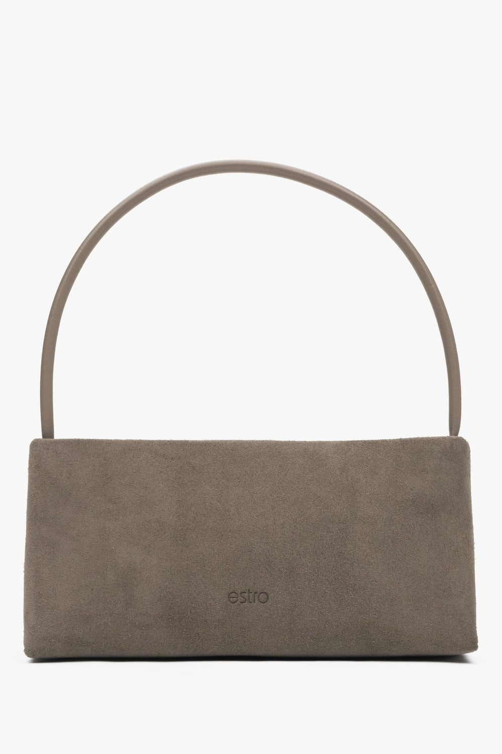 Elegante taupe Damen-Schultertasche aus echtem Velours Estro ER00116822.