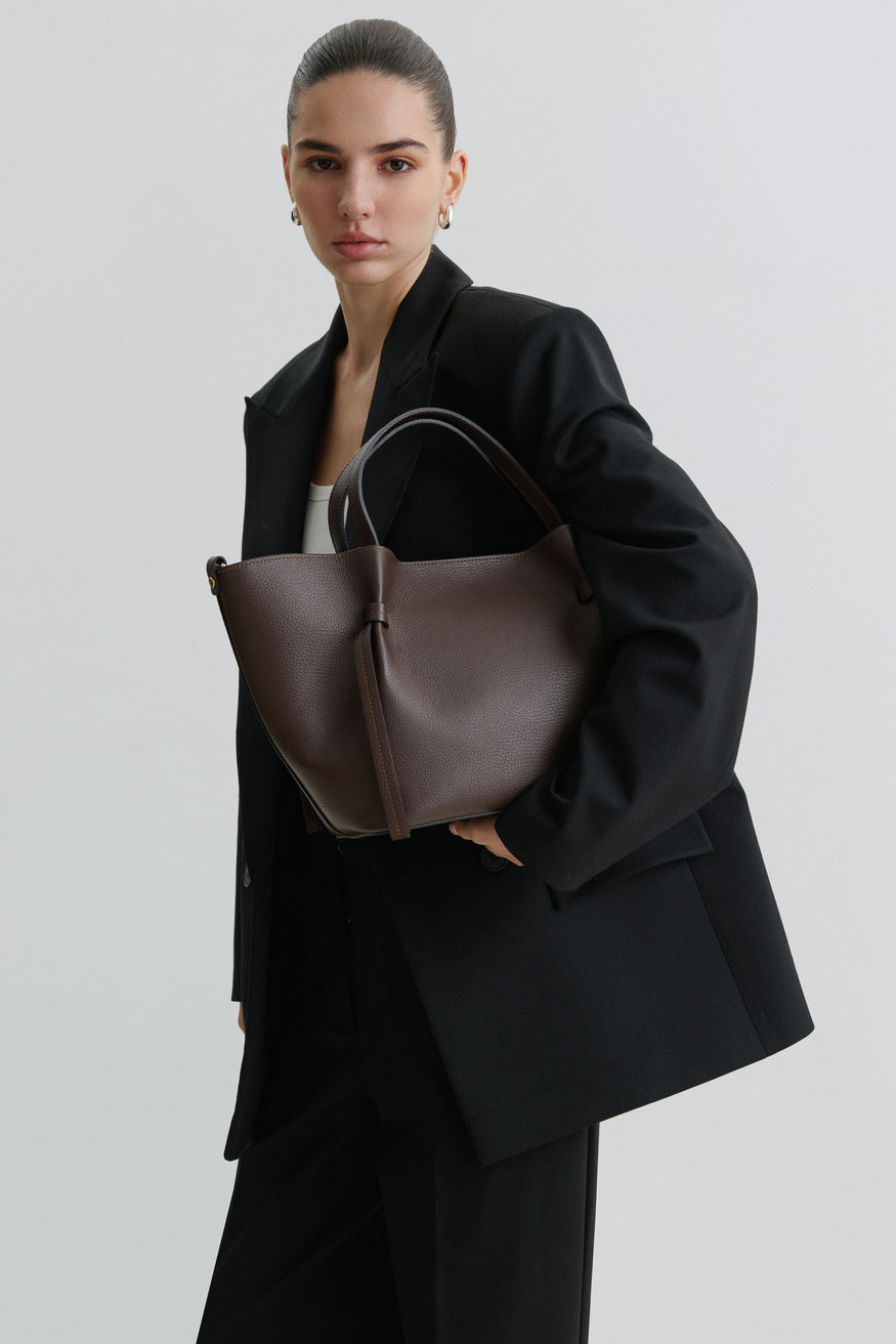 Dunkelbraune Hobo Bag aus italienischem Premium-Leder Estro ER00116352