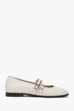 Weiß Beige Damen Ballerinas mit Schnalle aus hochwertigem italienischem Echtleder Estro ER00117297.