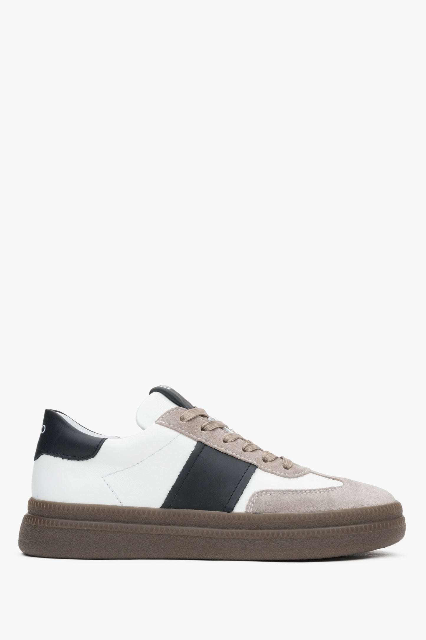 Weiß-grauer Damen-Sneaker aus einem Velours-Leder-Mix Estro ER00116887.