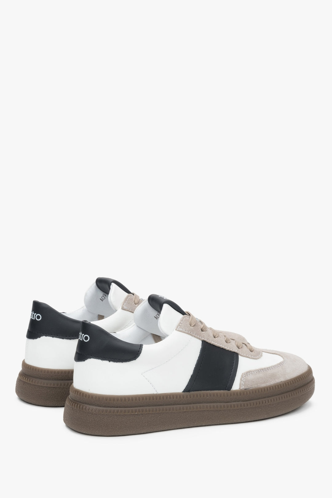 Weiß-graue Damen-Sneaker aus natürlichem Leder und Velours – Premium von Estro.