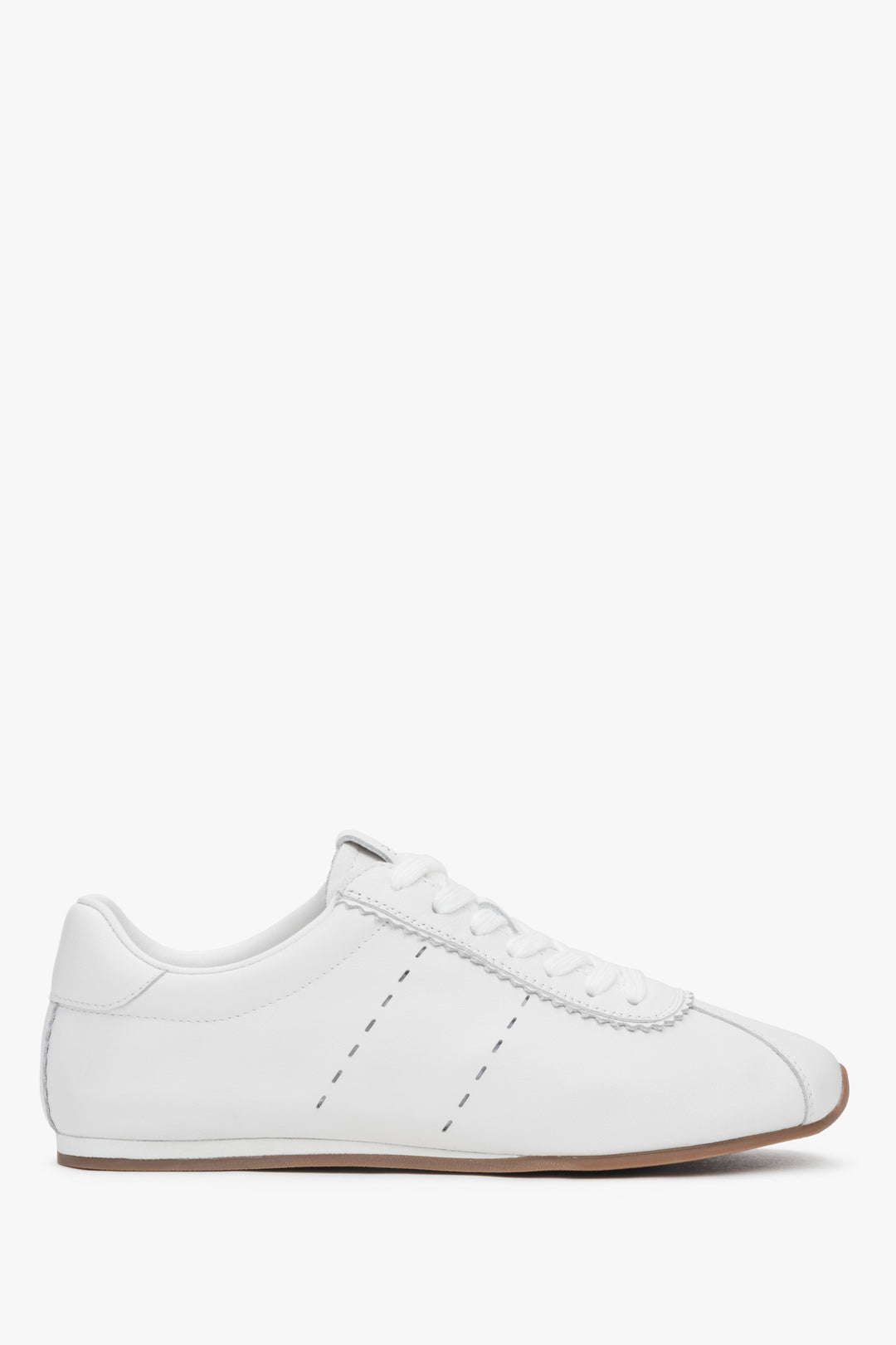 Weiße Damen-Sneaker aus weichem Leder mit flacher Sohle Estro ER00117160.