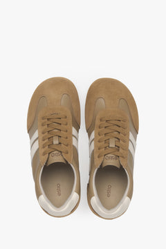 Braune Sneaker von Estro für Damen, aus natürlichem Veloursleder und Leder.