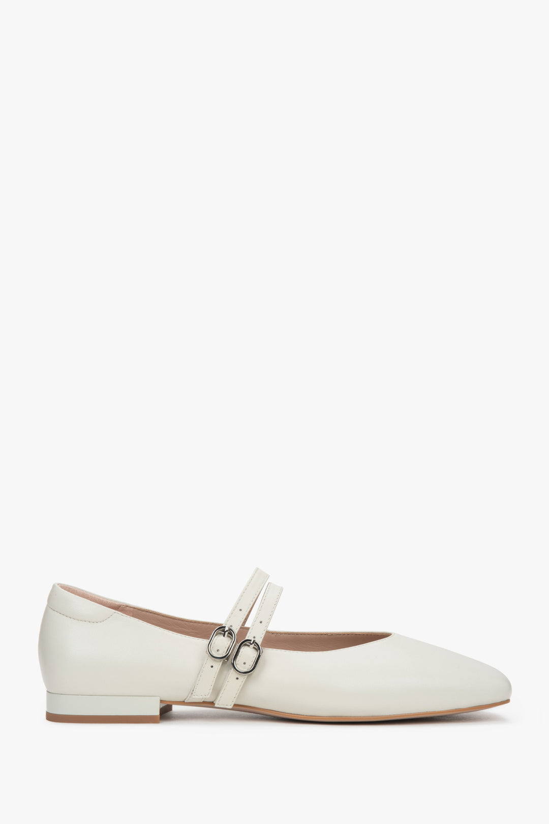 Weiße Damen Ballerinas aus echtem Leder mit flachem Absatz Estro ER00117153