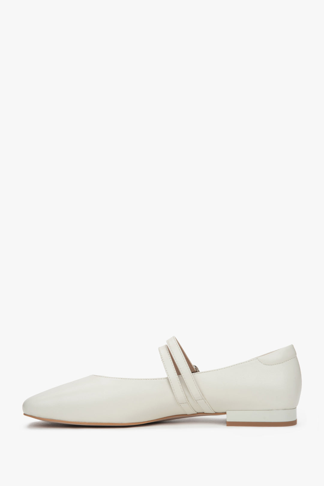 Elegante Ballerinas für Damen in Weiß mit niedrigem Absatz aus Leder Estro ER00117153