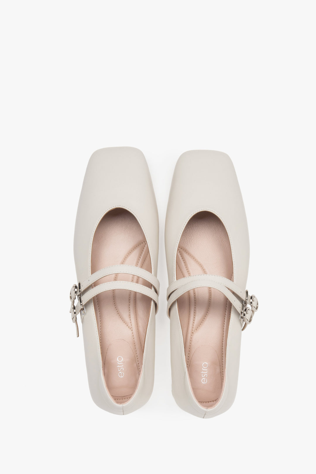 Klassische Damen Ballerinas in Weiß aus echtem Leder für den Alltag Estro ER00117153