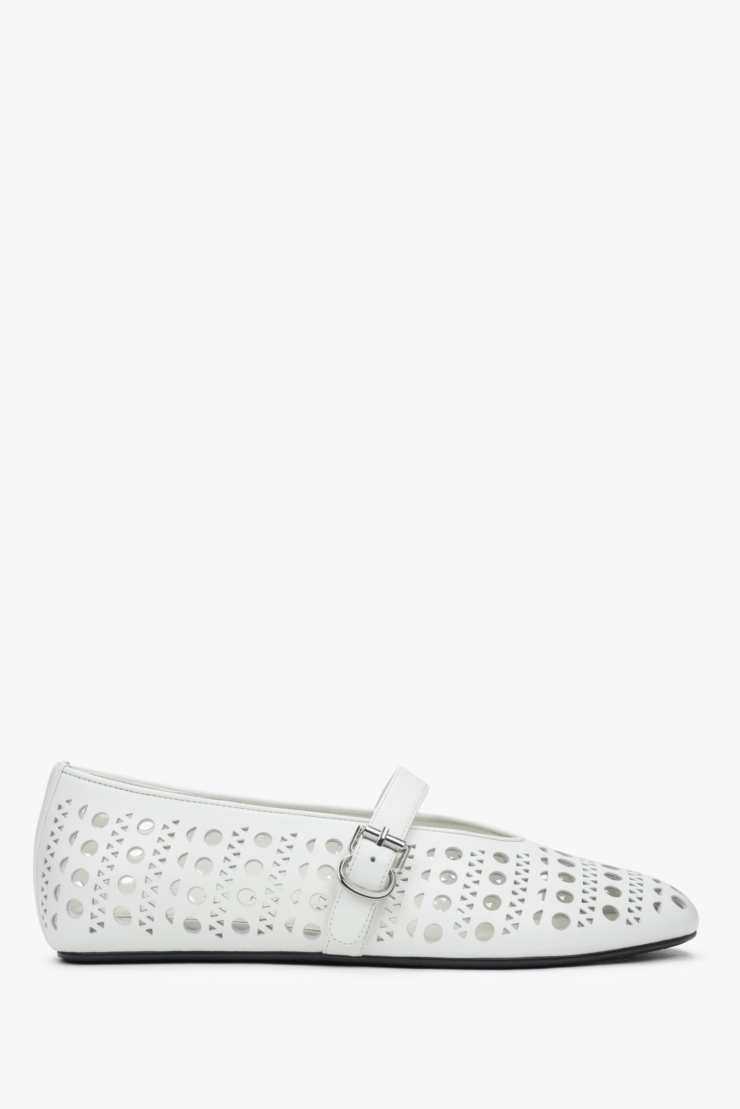 Weiße Damen-Ballerinas aus echtem Leder Estro ER00116977.