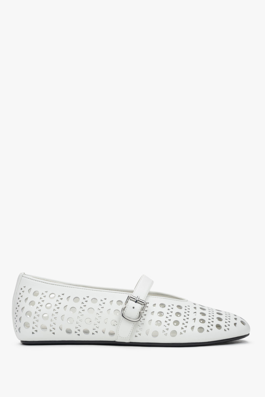 Weiße Damen-Ballerinas aus echtem Leder Estro ER00116977.