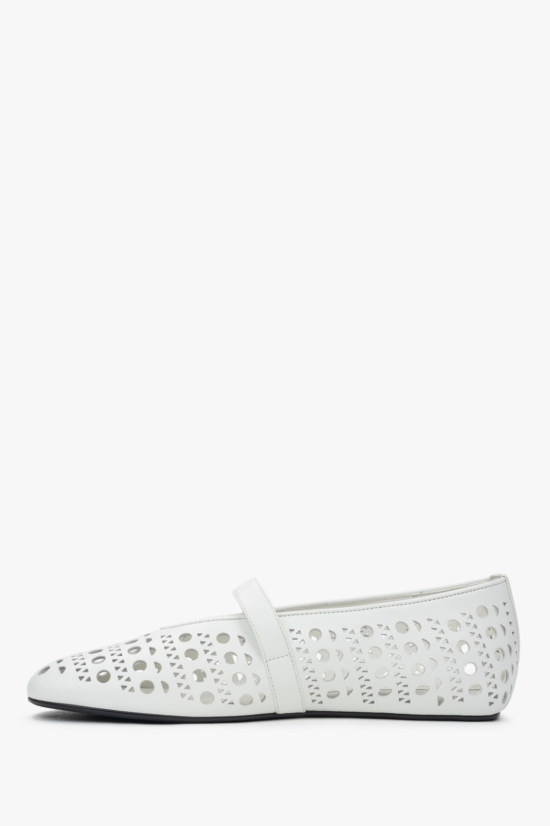 Elegante weiße Damen-Ballerinas aus hochwertigem Leder Estro ER00116977.